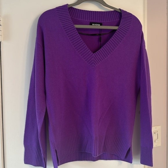 NWT NAADAM Signature Cashmere Wide Sleeve V-Neck Sweater Small - Picture 2 of 11